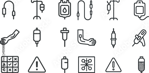 Medical infusion icons for healthcare and hospital design needs