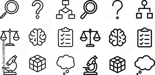 Symbols of analysis and decision making for educational and business concepts