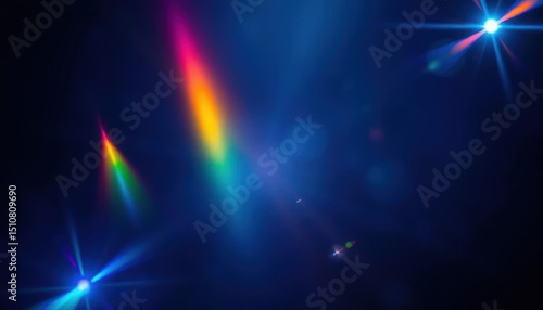 Abstract gradient flares on dark canvas create a dazzling light effect