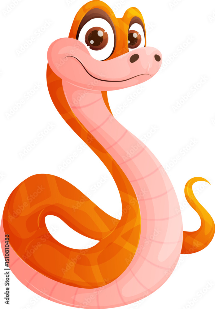 Fototapeta premium Cute Snake Cartoon Character Illustration on Isolated White Background.