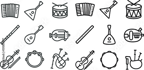 Collection of musical instrument icons for graphic design and educational use
