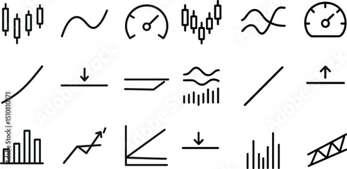 Diverse analytics icons set for data visualization and business analysis