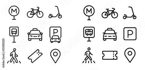 Urban transportation icons for web and print design