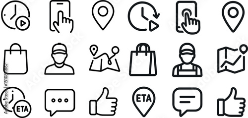 Modern business and navigation icons for digital and print design