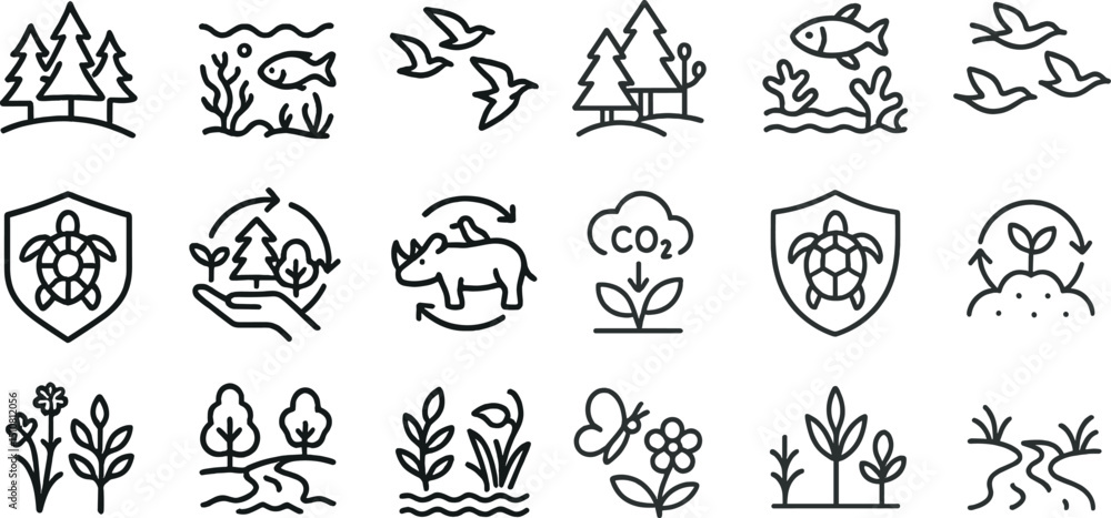 Eco-friendly symbols highlighting wildlife and conservation concepts Eco-friendly symbols highlighting wildlife and conservation concepts