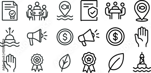 Business and communication icons for networking and marketing design