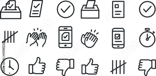 Voting and feedback icon set for communication and management