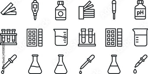 Laboratory equipment icons for scientific and educational design projects