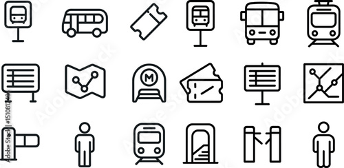 Urban transportation icons for maps and transit designs