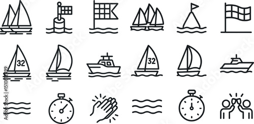 Nautical icons for sailing and ocean adventure designs
