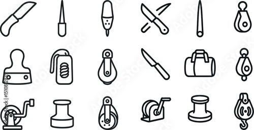Outdoor adventure icons for camping gear and activities design