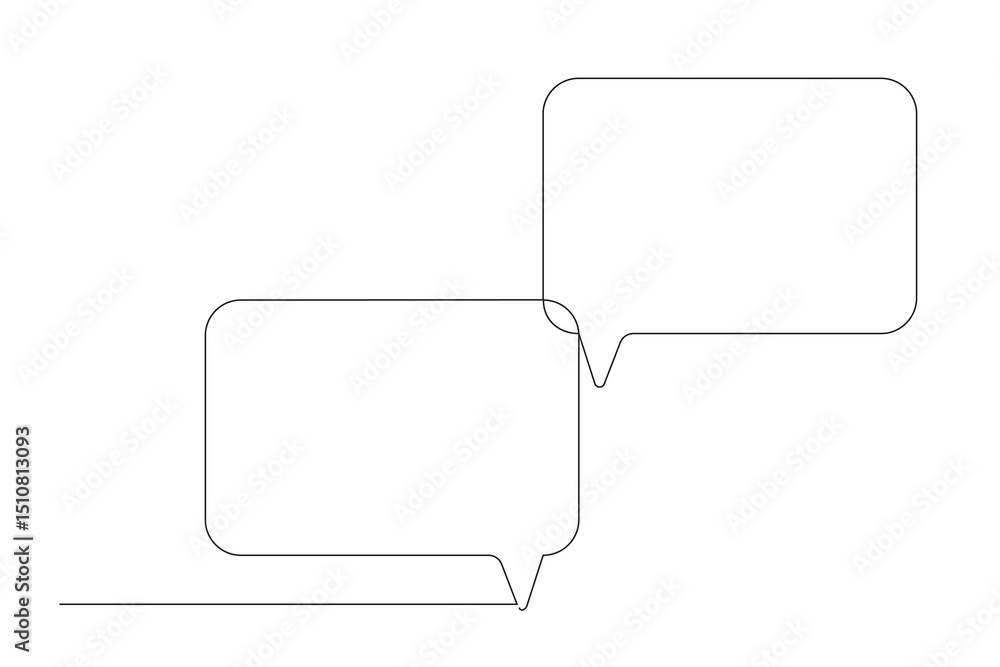 Fototapeta premium Speech Bubble Line Art Icon. One Continuous Line Frame Graphic. Outline Text Border Element. Web Chat Blank Empty Text Box Silhouette. Editable Thin Curve Stroke Doodle Line Art. 