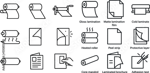 Gloss and matte lamination icons for design and printing