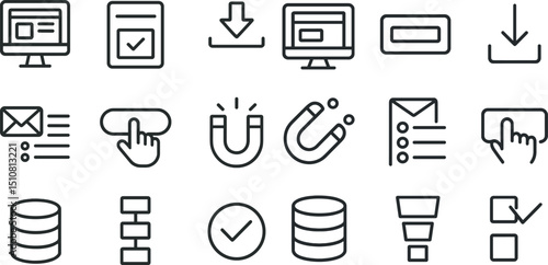 Minimalist icon set for digital interface and communication design