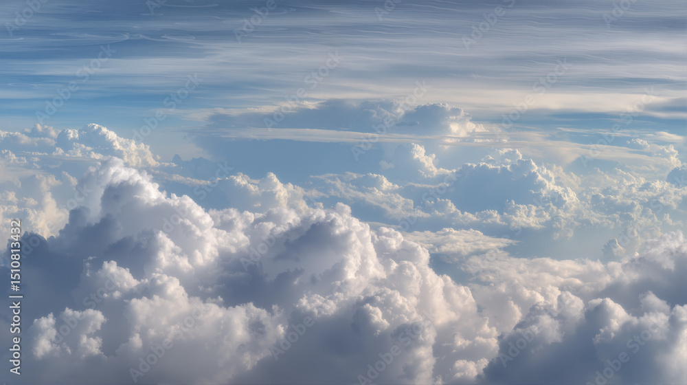 Fototapeta premium Aerial View of Beautiful Puffy Clouds in the Sky