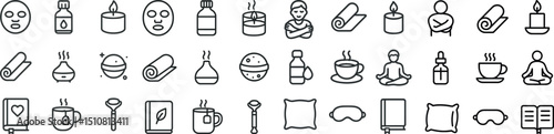 Spa and relaxation icon set for wellness and self care design projects