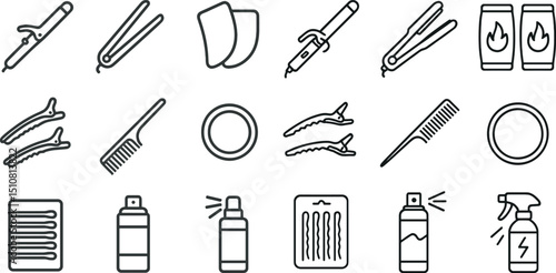 Hair styling tools and accessories collection for salon and personal use