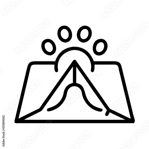 Camping, outdoor adventure Vector eco-tourism, tent, backpack, campfire, compass, kayak, hiking, travel, wilderness exploration silhouette illustration.