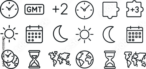 Time zone icons for global scheduling and planning designs