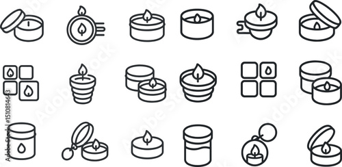 Collection of minimalist candle icons for design and decor projects