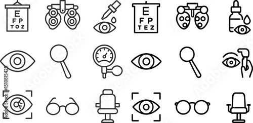Eye care and optometry icons for vision health design