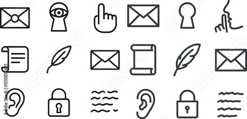 Communication and privacy icons for digital and print design