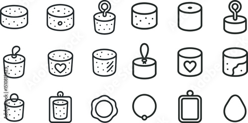 Minimalistic scented candle icons set for aroma therapy and spa design projects