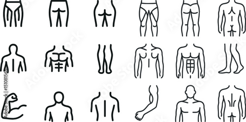 Body anatomy symbol set for health, medical, and fitness designs