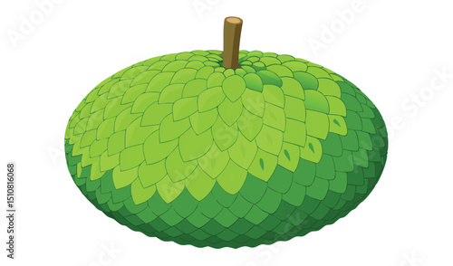 Illustration of a whole green annona cherimola fruit