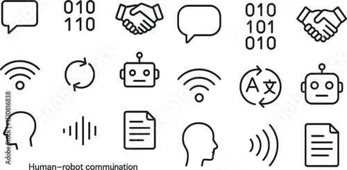 Human robot communication icon set for digital design and interfaces