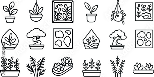 Minimalist botanical icons for websites and graphic design projects