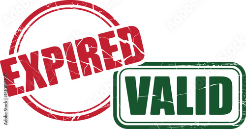 A graphic showing the words expired in red and valid in green indicating contrasting status labels