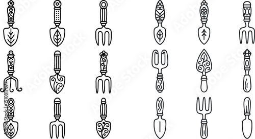 Intricate garden tool patterns for creative design projects