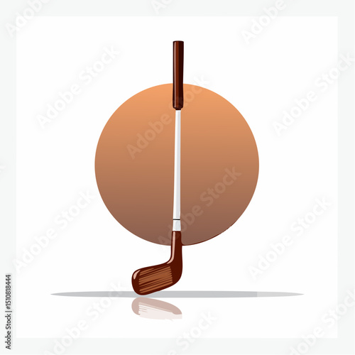 Brown Golf Putter on Gradient Circle Background