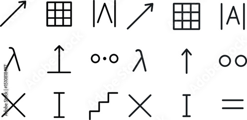 Mathematical symbols and graphical icons for educational and design use