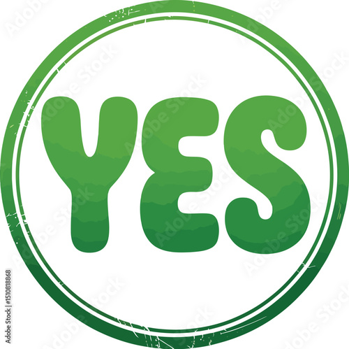 A green yes text inside a green circle with a white background indicating affirmation and agreement sign