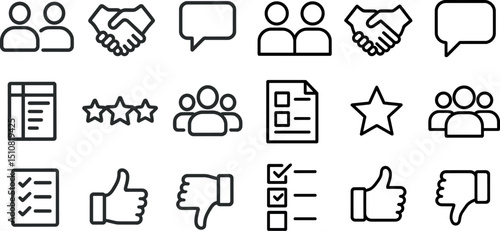 Communication and feedback icons for business presentations and design projects