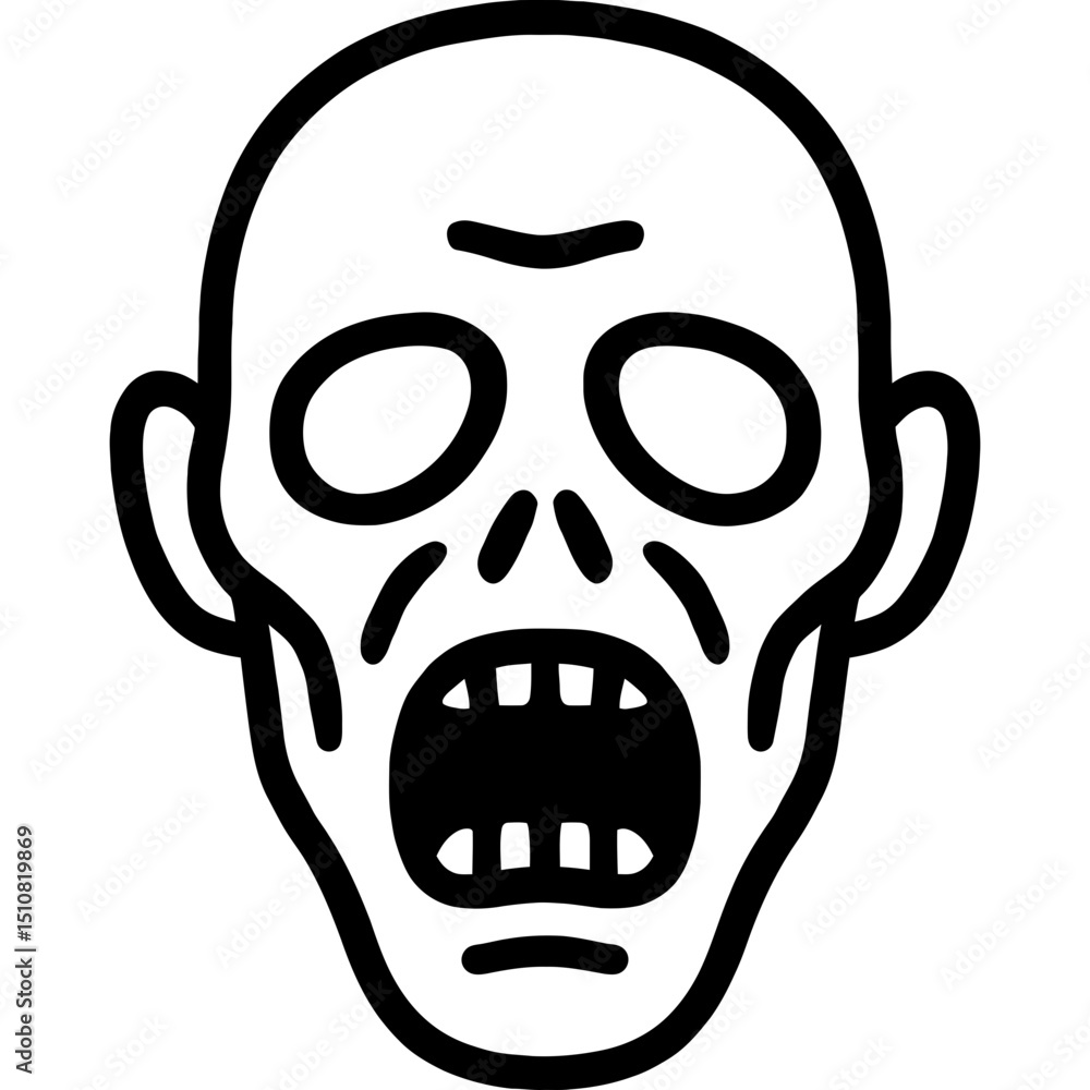 Fototapeta premium Clean line art of a spooky ghoul face