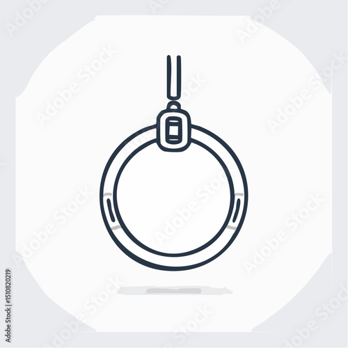 Gray Line Art Gymnastic Ring Icon on White Background