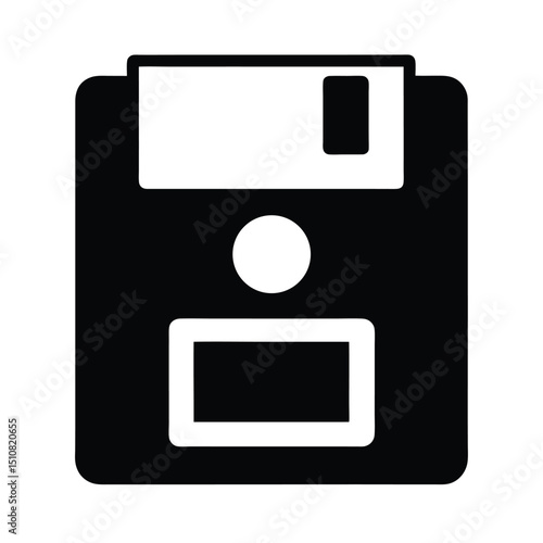 Diskette Icon Vector Flat and Clean Look Isolated