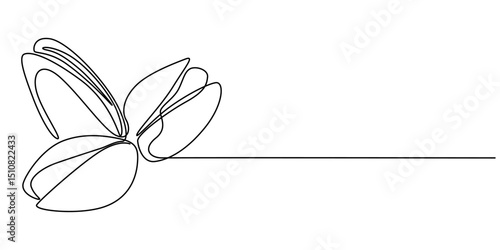 Bilde på lerret Pistachio Nut continuous one line drawing, one line art Pistachio vector illustration
