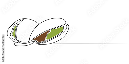 Pistachio Nut continuous one line drawing, one line art Pistachio vector illustration. line art, one continuous line, simple, hand drawn and sketch style. for icons, symbols, signs or logos. PNG, Tast