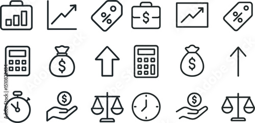 Financial icons for business and investment design projects