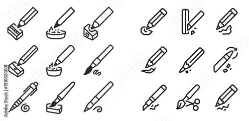 Variety of art tools and techniques for creative drawing and sketching