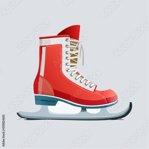 Red Vintage Ice Skates Illustration
