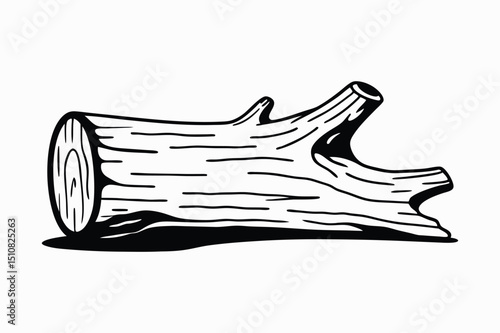 Tree Trunk Silhouette Vector Illustration Wood Design on White Background.