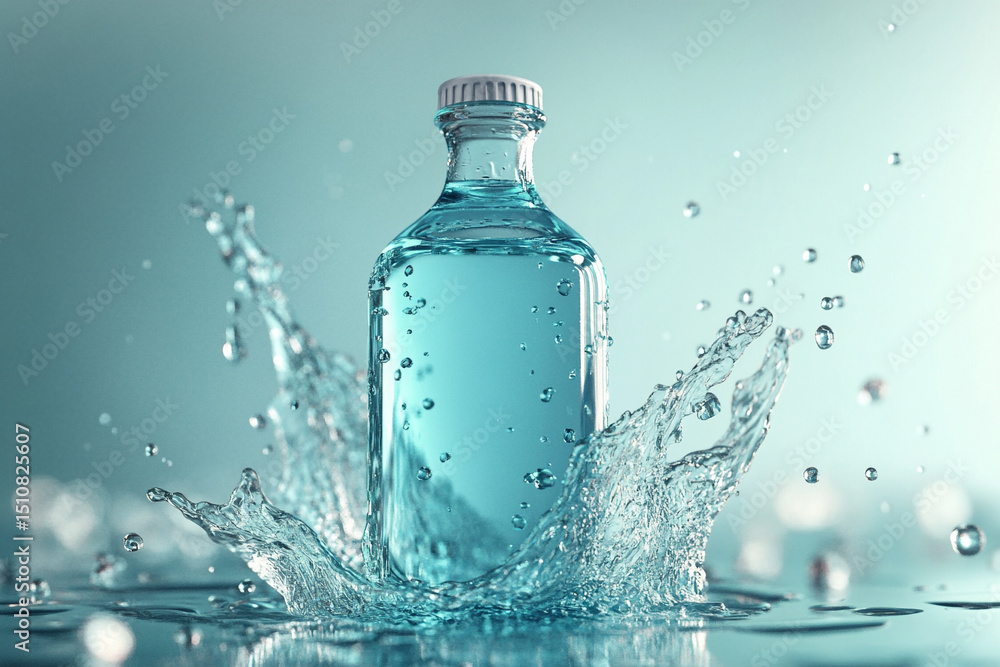 Droplet-based splash around bottle design Droplet-based splash around bottle design