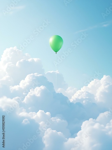 🔹 Green Balloon in the Sky 🔹
This vibrant digital artwork showcases a green balloon rising high above a soft cloudscape, evoking feelings of growth, freedom, and gentle motion. A AI-generated i