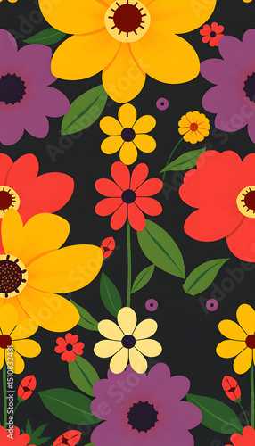 Wallpaper Mural Floral-patterned textile design with intricate floral graphics woven into soft fabric, flat design. with white shades Torontodigital.ca