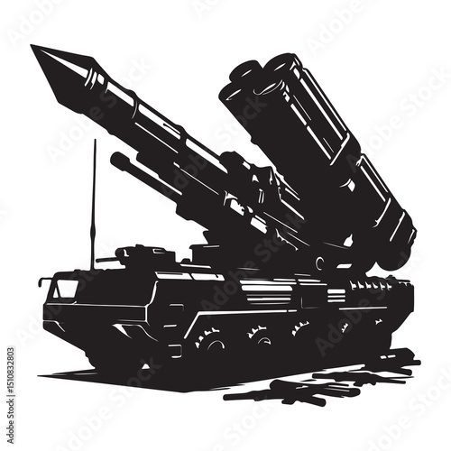 Mobile Missile Launcher Truck – Army Defense System Silhouette Art